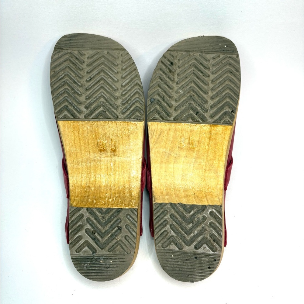 Women's Pink Suede Wooden Clog Mules - Picture 6 of 8
